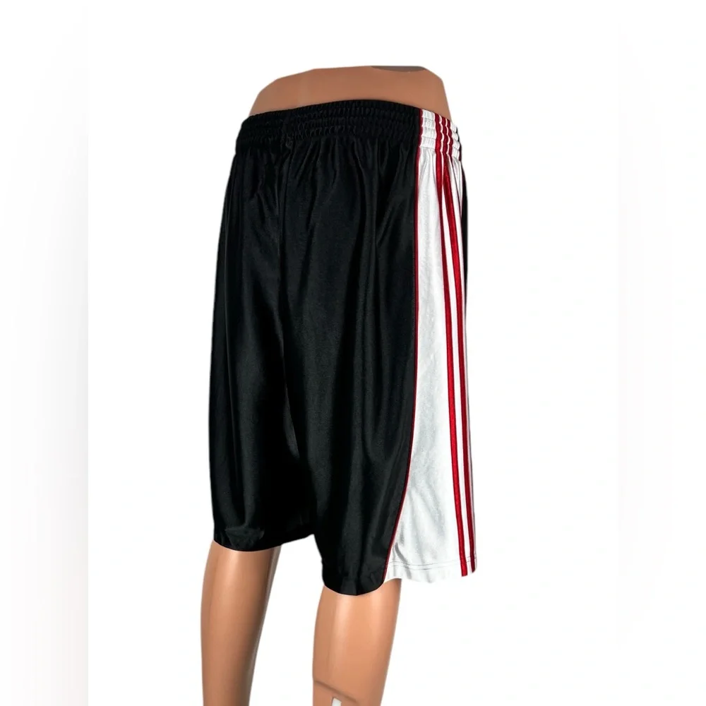 Adidas Mens XL Shorts Dazzle Shiny Y2K Basketball Pockets Black Red Striped - Picture 6 of 15